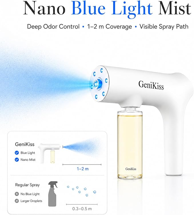 Nano Blue Light Deodorizer Spray Refill Pet & Home Odor Eliminator | Bio-Enzyme Odor Control, For Dog & Cat Urine, Litter Box, Carpets, Trash Bins & Car Interiors, Safe for People & Pets