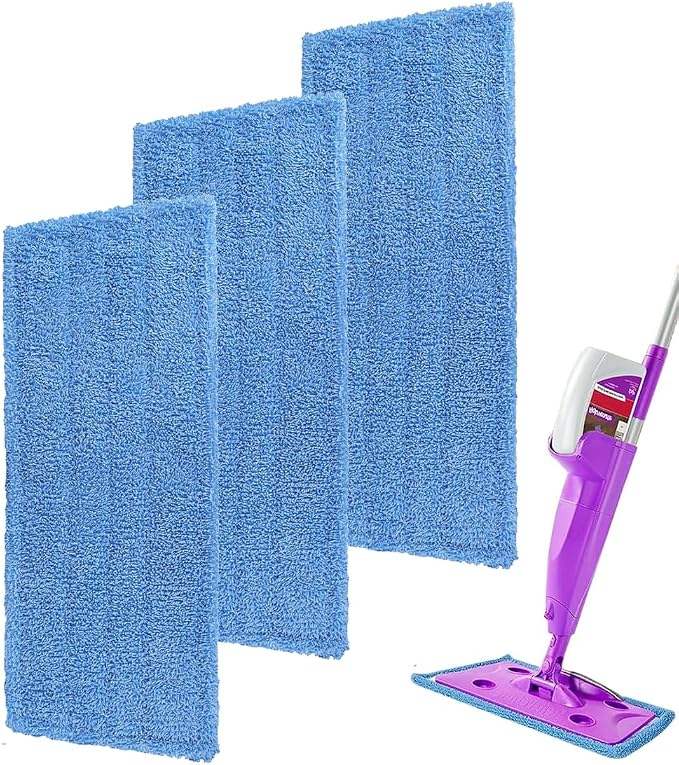 Mop Pads Replacement for Rejuvenate Microfiber Mops, Compatible with Rejuvenate Click N Clean Multi-Surface Spray Mop, Resuable Microfiber Refill Head, Easy to Replace, Machine Washable（3 Pack）
