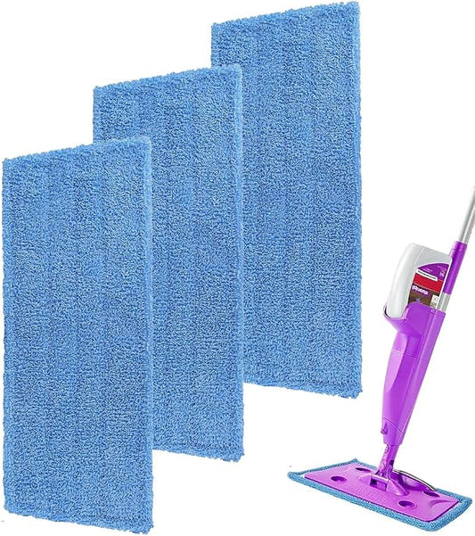 Mop Pads Replacement for Rejuvenate Microfiber Mops, Compatible with Rejuvenate Click N Clean Multi-Surface Spray Mop, Resuable Microfiber Refill Head, Easy to Replace, Machine Washable（3 Pack）