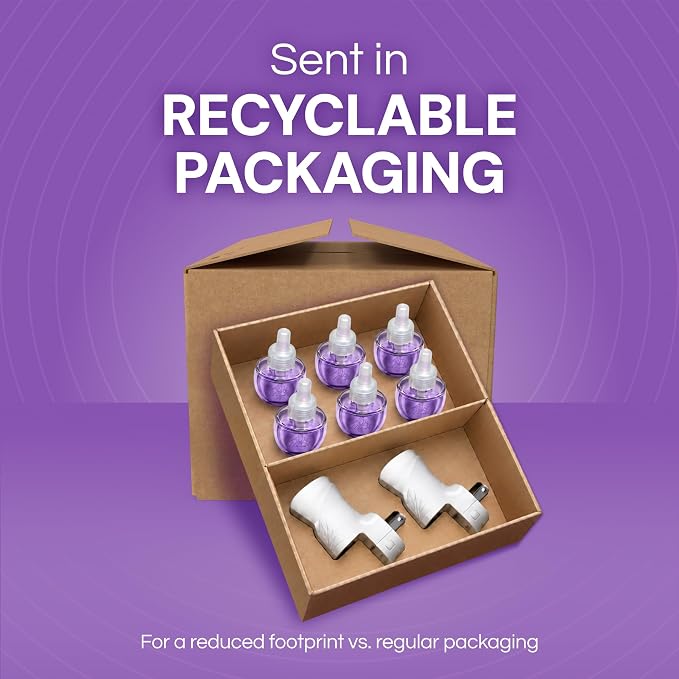 Air Wick Plug in Scented Oil Starter Kit, 2 Warmers + 6 Refills, Lavender & Chamomile, Eco Friendly, Essential Oils, Air Freshener