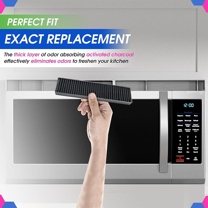Microwave Charcoal Filter Replacement 10.9"x 2.6" Fits for LG 5230W1A003A - Compatible with Kenmore and LG Microwave Filter Replacement - Stove Vent Fan Filters Removes Odors & Freshens the Air (2-Pk)