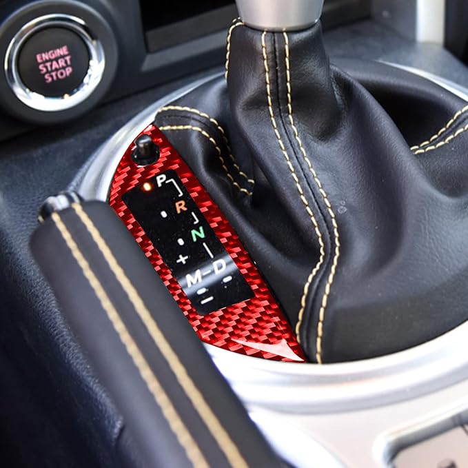 Red Gear Shift Box Panel Trim Stickers Compatible with Subaru BRZ/Scion FR-S/Toyota 86 2016 2017 2018 2019 2020 Car Interior Real Carbon Fiber Decals Accessories