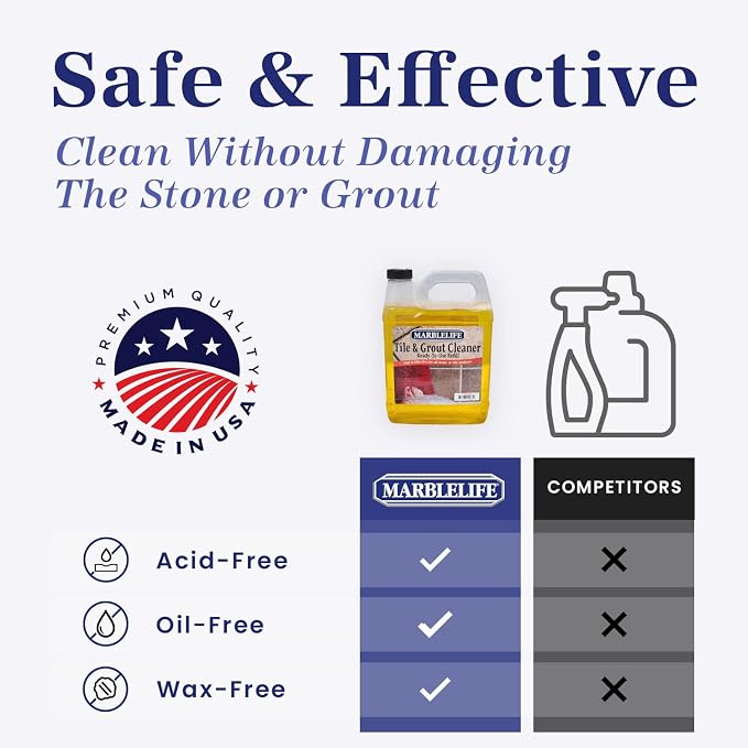 Marblelife Tile & Grout Cleaner - Tile and Grout Cleaner for Floors, Pools, Bathroom Shower, Bath & Other Surfaces, Safe & Effective, Ready-To-Use Refill Gallon