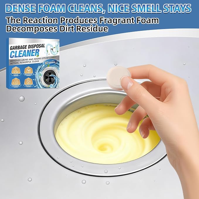 Garbage Disposal Cleaner and Deodorizer 50 Packs, Powerful Garbage Disposal Cleaner Tablets, 1 Year Supply For Kitchen Sink, Drain Clean, Home Cleaning Essentials (50packs)