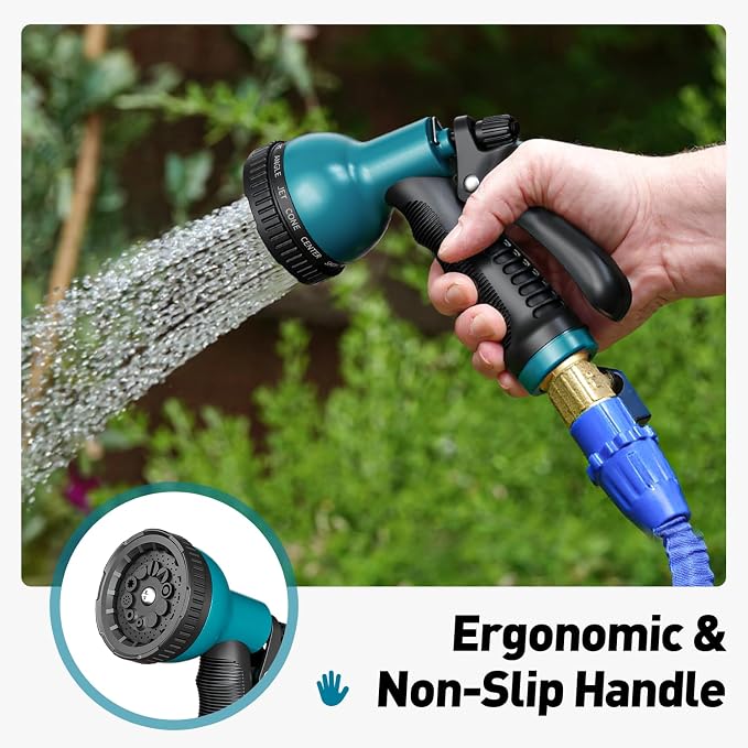 Besiter Garden Hose Nozzle Sprayer 10 Watering Patterns Spray Nozzles Heavy Duty Hose Head Lightweight Hose Attachment Blue