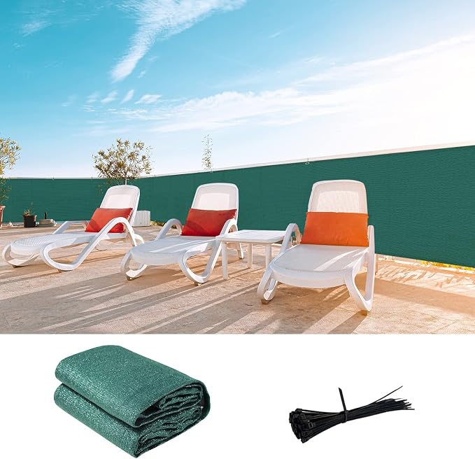 LOVE STORY Custom Size 3' x 29' Balcony Privacy Screen Cover, Dark Green | HDPE Fabric, 95% UV Block, Fence Screen for Patio, Railing Cover for Apartment, Privacy Protective, Custom Size Available
