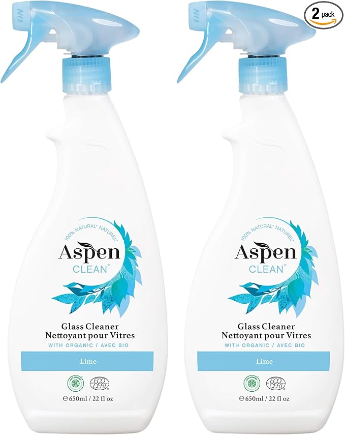 AspenClean | Glass Spray Cleaner | Streak-Free Window & Mirror Cleaner | Multi-Surface Cleaner| Non - Toxic | 100% Natural | EWG Verified | Pack of 2