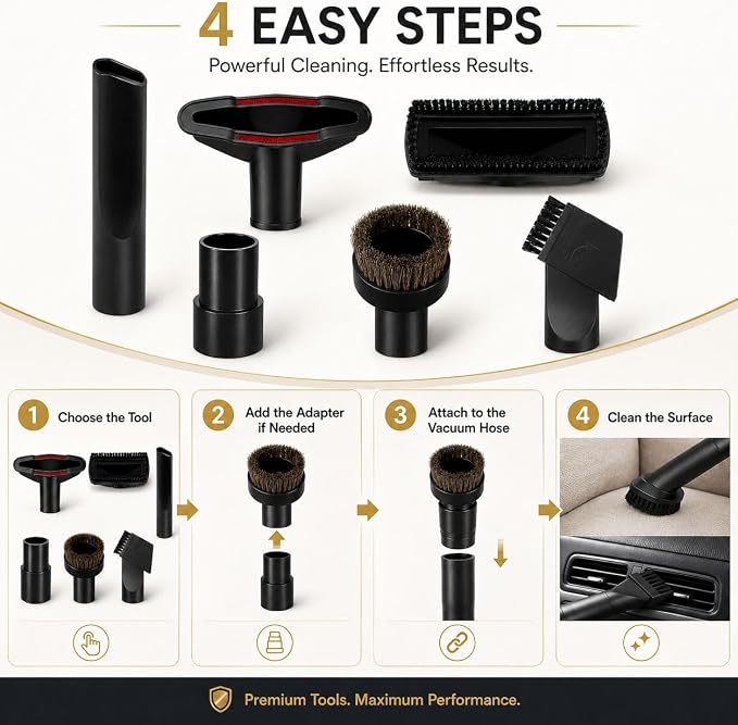 6 Pcs Vacuum Attachment Kit for Shark ZU100 ZU102 Rotator Pet Upright | 32/35mm Adapter | Universal Vacuum Cleaner Accessories | Long Crevice Tool | Horsehair Brush | Upholstery | Home Car Pet Hair