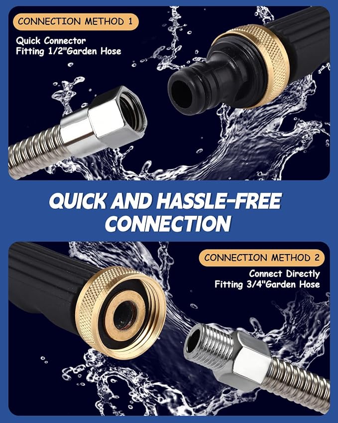 Jet Nozzle Power Washer for Garden Hose, Includes 2 High-Pressure Nozzles