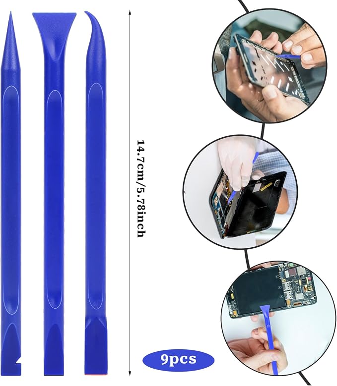 Car Crevice Cleaning Tool, 9 Pieces No-Scratch Plastic Scraper Tool for Tight Spaces, Multi-Use Small Paint Scraper Tool Sticker Remover for Kitchen, Crevices, Food, Paint, Labels, Oil Stains, Dirt