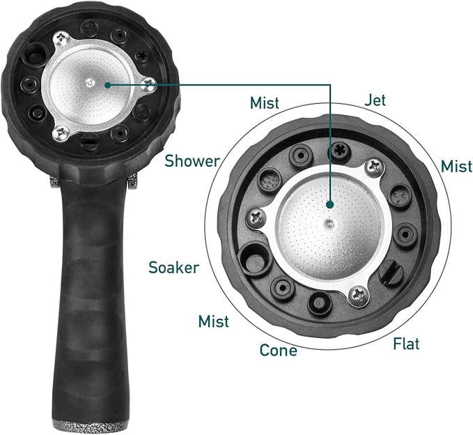 GREEN MOUNT Garden Hose Nozzle, Water Hose Spray Nozzle with Thumb Control On Off Valve for Easy Water Flow Control, Black-grey