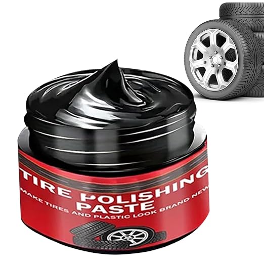 Tire Polishing Paste, 30g Black Car Tire Polishing Wax, Tire Shine, Deep Black Shine, Trim Restorer with Conditioning Formula, Water Resistant Coating for Seats Dashboards Trucks Motorcycles Sedan SUV