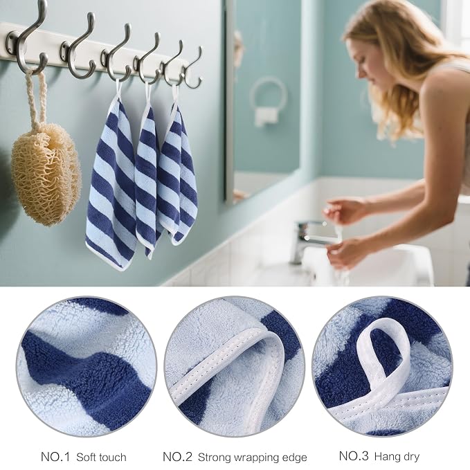 SINLAND Microfiber Facial Cloths Fast Drying Washcloth 12inch x 12inch Absorbent Face Wash Cloth Soft Makeup Remover Cloths
