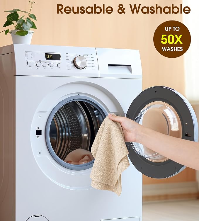KitchLife Microfiber Cleaning Cloth Roll, 100 Pack - Tear-Away Microfiber Paper Towels, Lint-Free, Reusable, Washable for Kitchen, Car, Dishes, and Sensitive Surfaces (Sand Beige)