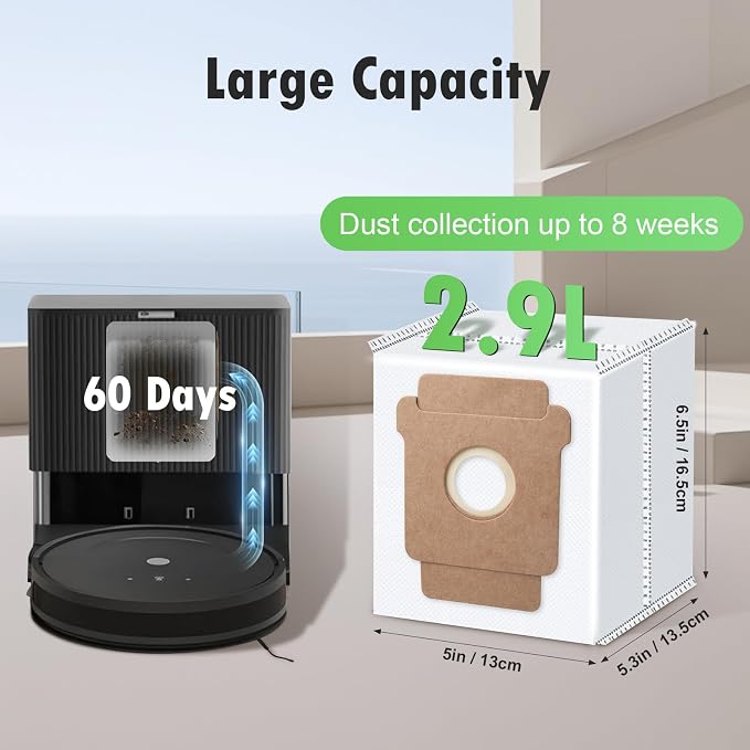 12 Pack Replacement Dust Bags Compatible with iRobot Roomba Vacuum Cleaner | for i, j, s Series, Roomba 104, 105 Vac, 105 Combo, Plus 405, Plus 505 Combo, Max 705 Vac, 705 combo, Disposable Vacuum Bags