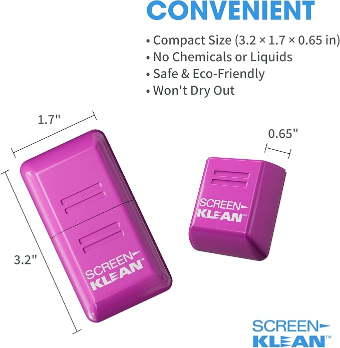 ScreenKlean Tablet Screen Cleaner - Compatible with iPad, Android & Amazon Tablet - with Carbon Microfiber Tech-Injected Purple-1 Count (Pack of 1)