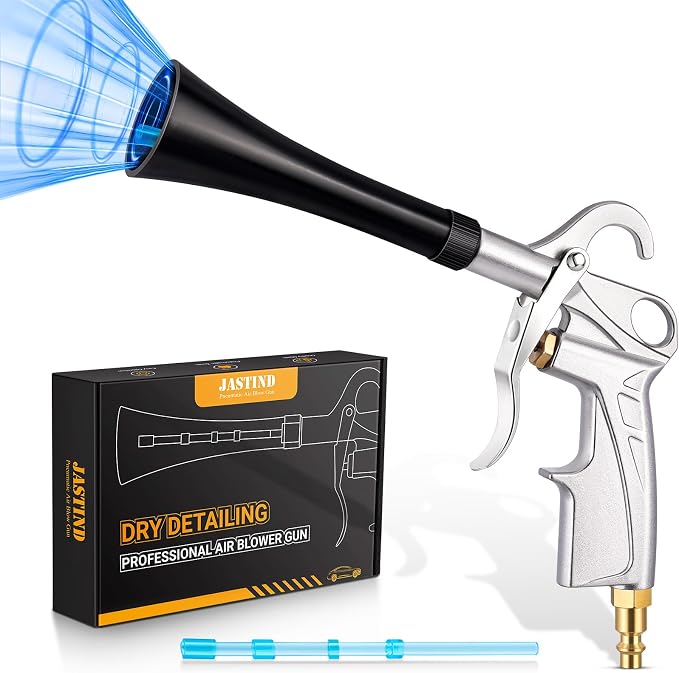 JASTIND Tornado Car Cleaning Gun, Dry Detailing Air Gun for Compressors | 1/4" Brass Quick Connector, 80-150 PSI , Extra Blasting Tube, Durable Metal Body, Corrosion-Resistant Brass Fittings