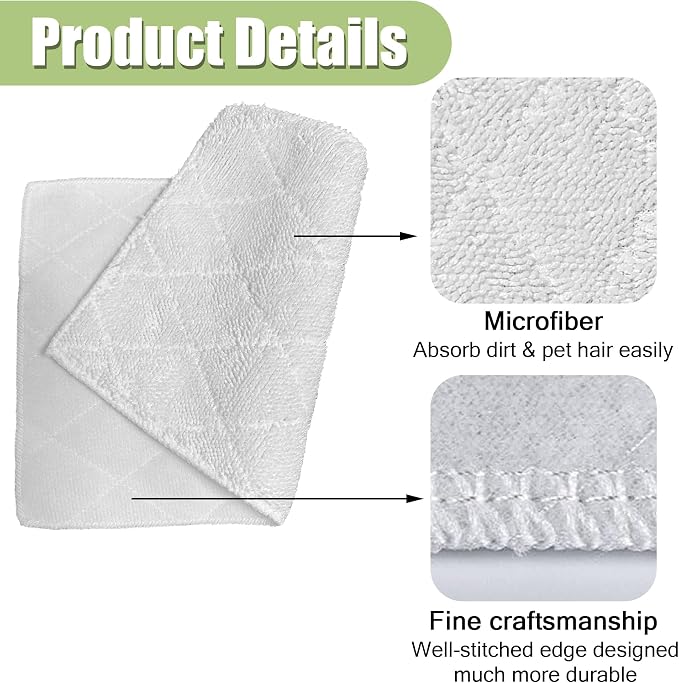 Light 'N' Easy Steam Mop Pads Replacement Reusable for S3601 S3101 S7326 7688ANB 7688ANW Floor Microfiber Cleaning Cloths(8 Pack) (6)