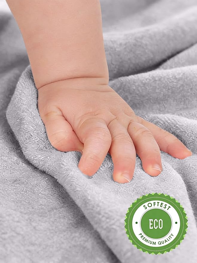 HIPHOP PANDA Baby Washcloths, Rayon Made from Bamboo - 2 Layer Ultra Soft Absorbent Newborn Bath Face Towel - Reusable Baby Wipes for Delicate Skin - Grey, 6 Pack