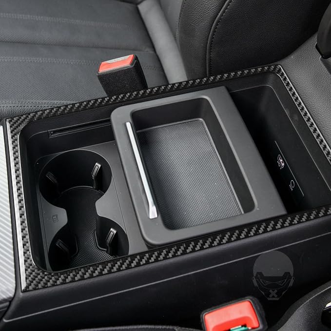 Real Carbon Fiber Trim for Audi 80A Q5 Accessories | for SQ5 2018-2025 Dash Center Console Organizer Armrest Stroage Box Frame Cover Sticker Interior Thick Overlay Decal