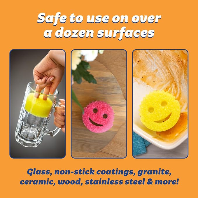 Scrub Daddy 4 Scrub Daddy Sponges & 4 Scrub Mommy Kitchen Sponges - Scratch-Free for Dishes & Multipurpose Cleaning - BPA Free & Made with Polymer Foam - Stain & Odor Resistant (16 Pack)