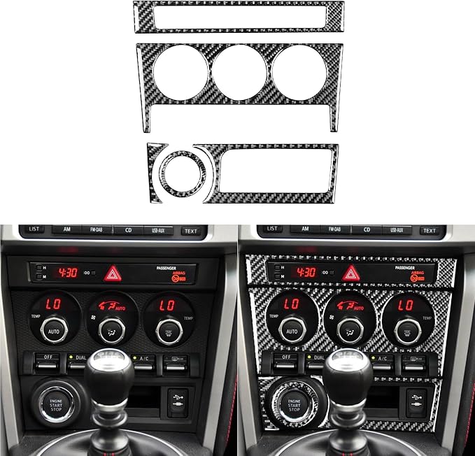 Real Carbon Fiber Trim for Subaru Accessories | for BRZ 2016 2017 2018 2019 2020 Central Console Panel Interior Thick Overlay Decal - A