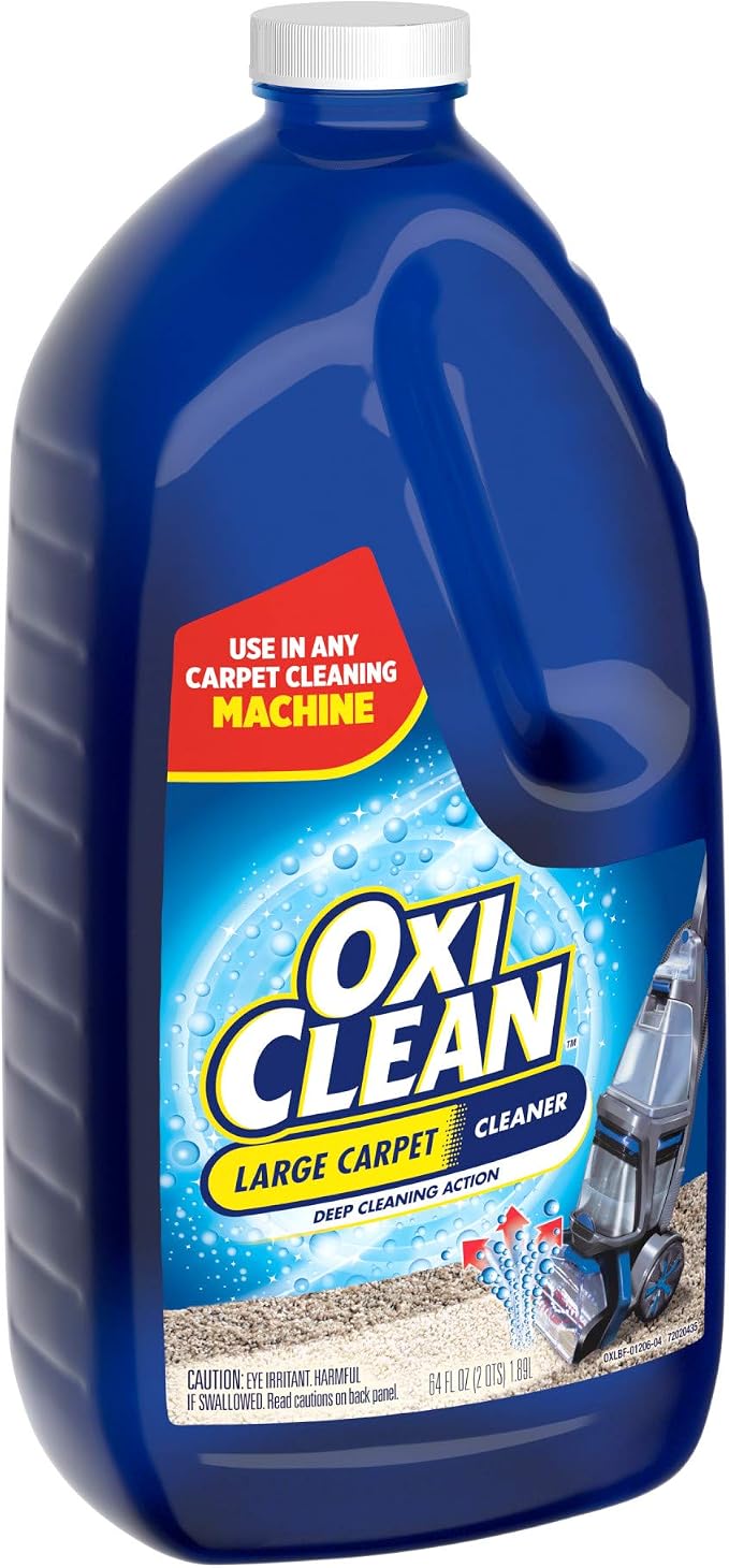 OxiClean Large Carpet Cleaner Liquid Solution, 64 fl oz | Steam Cleaning Machines, Carpet Cleaner Solution, Carpet Shampoo, Deep Cleans Carpet Fibers