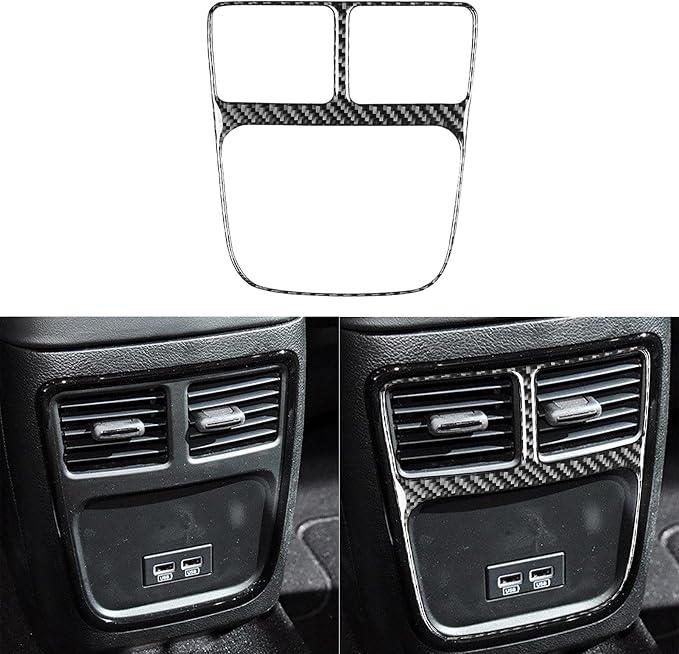 Real Carbon Fiber Trim for Dodge Charger Chrysler 300 Accessories | for Charger 2011+ Chrysler 300 2011-2023 Rear Air Outlet Vent USB Inner Frame Sticker Interior Thick Overlay Decal