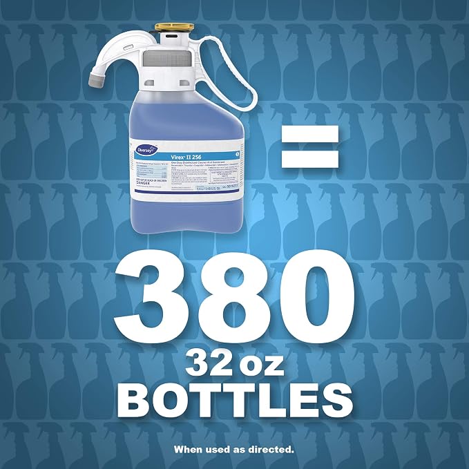 VIREX Diversey II 256 Disinfectant Cleaner SmartDose Conc, 1.4 L | One Step Cleaning, Fast Contact Time, Controls Odors, Cost Efficient 1:256 Dilution, Multi Surface Use