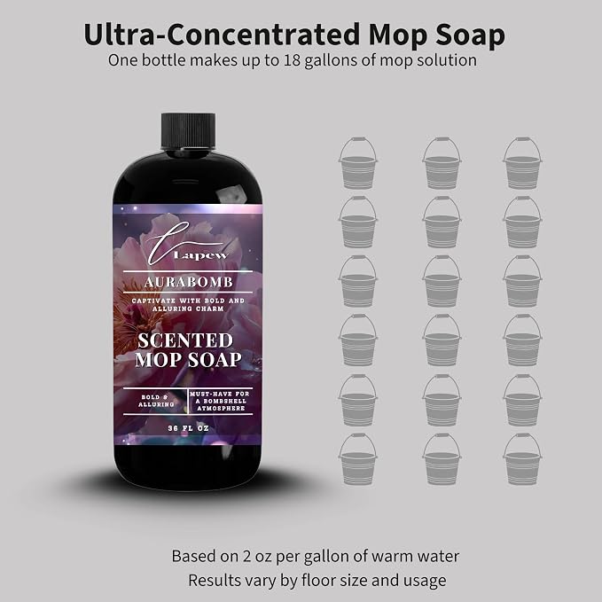 Lapew Aurabomb Scented Mop Soap - Luxury Floor Cleaner Concentrate for Mopping Tile, Laminate, Vinyl & Hardwood | Streak-Free, Low-Foam | 36 oz