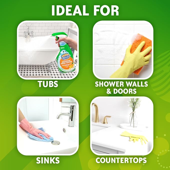 Scrubbing Bubbles Bathroom and Shower Cleaner Disinfectant Spray, Bathroom Grime Fighter, Citrus Scent, 32oz (Pack of 2)