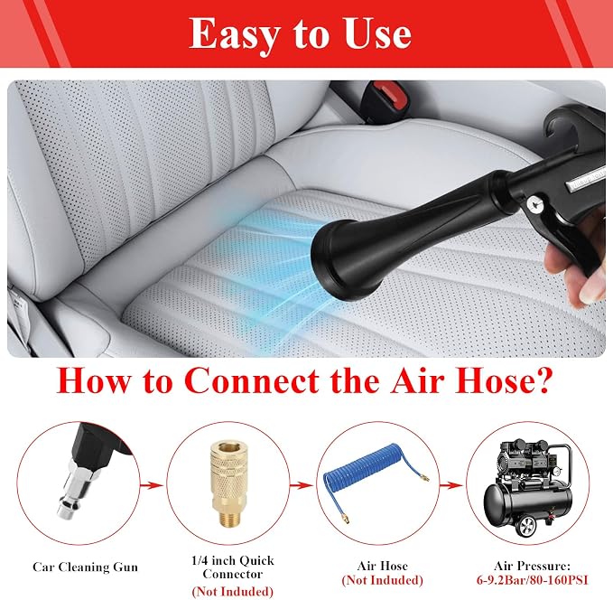 HANDY Tornado Car Cleaning Gun Air Blow Gun for Compressor Pneumatic Tool | Brass Adjustable Durable metal body Car Detailing Kit Interior Cleaner