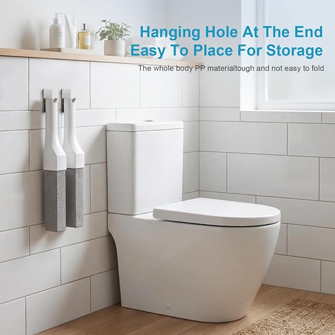 8 Pack Pumice Stone Toilet Bowl Cleaner with Long Handle - Replaceable Toilet Pumice Stone, Equipped with 2 Handles and 8 Floating Stones for Cleaning Toilets, Bathtubs, Grills, Swimming Pools, Sinks