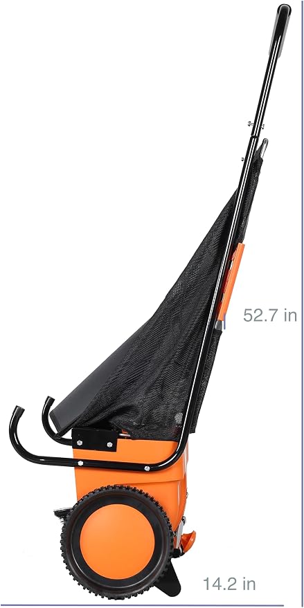 26-Inch Push Lawn Sweeper, 7 Cu.Ft. Hopper Capacity, 2 Spiral Spinning Brushes, Adjustable Height, Dustproof Walk-Behind Yard Sweeper for Leaves, Grass Clippings & Debris