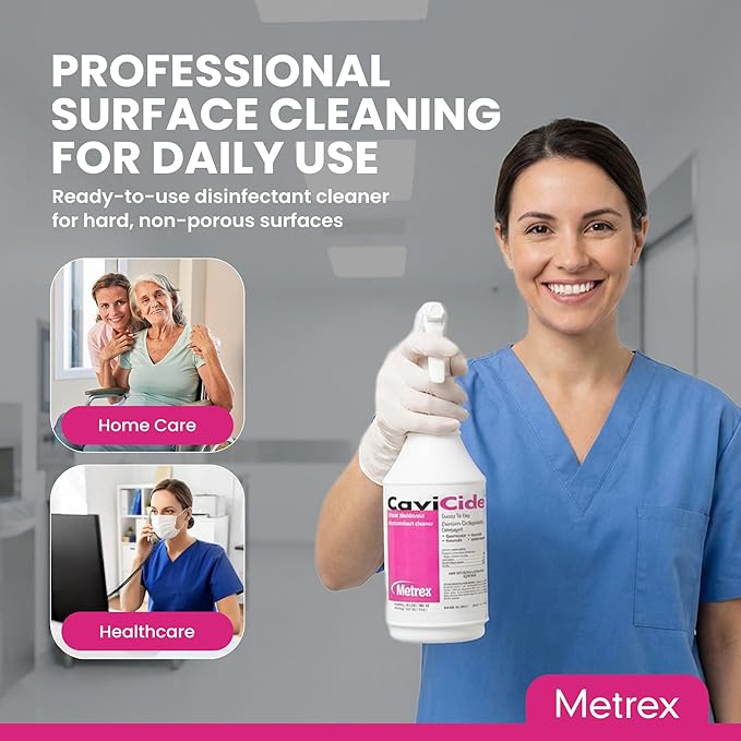 Metrex CaviCide Germicidal Surface Disinfectant Spray – EPA-Registered Quaternary Ammonium Cleaner – Kills Flu Virus, Bacteria & Fungi – Hospital-Grade for Medical & Dental – 24 fl oz, 12-Pack (Case)