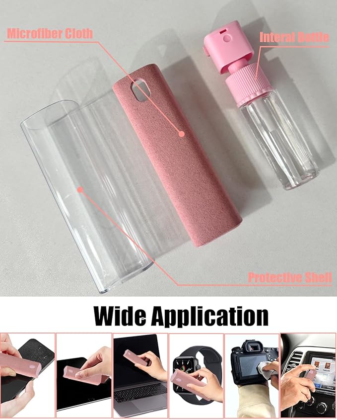 Touchscreen Mist Cleaner Screen Cleaner Spray Bottle Tool Screen Cleaner for iPhone iPad AirPods Eyeglasses Smartphones Tablet Versatile Cleaners Cute Pink Car Accessories (2 Units)