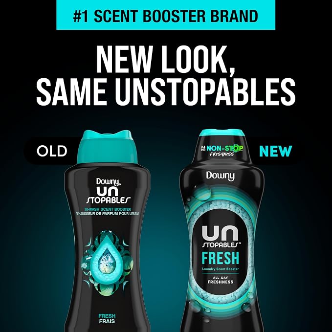 Downy Unstopables in Wash Scent Booster Beads, Fresh Scent, 24 oz, White, Laundry Beads for Odor Protection, Scent Booster Beads, Laundry Scent Boosters