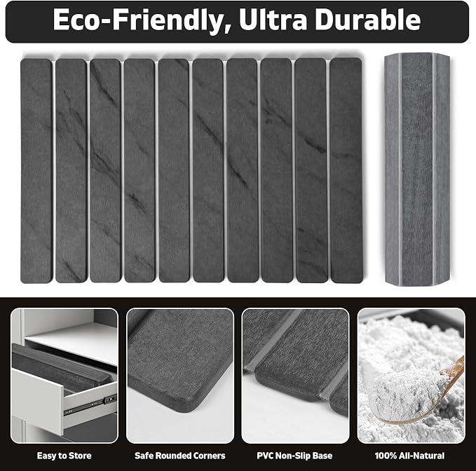2 PCS Stone Dish Drying Mat for Kitchen Counter, 24"×16" Dark Gray, Fast Drying Collapsible Dish Drying Mat, Eco-Friendly Absorbent Diatomaceous Earth Mats for Match Countertop ( 24"×16" & 8"x4")