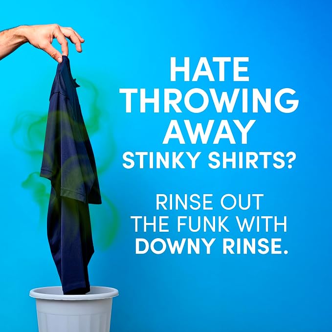 Downy RINSE & REFRESH Laundry Odor Remover and Fabric Softener for Activewear, Active Fresh Scent, 48 oz