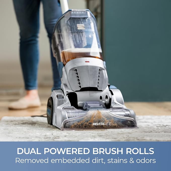 Kenmore Pet Portable Carpet Cleaner Machine with High Cleaning Power | 3.2L Clean Tank & 1.4L Dirty Tank, 25ft Cord Length and Two Easy Removable Brushroll for Rug & Upholstery, KW4010