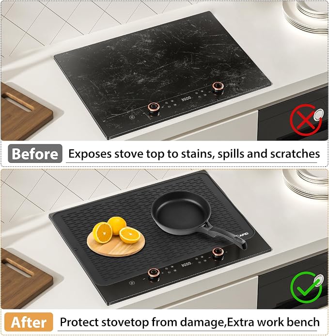 Extra Large 30 x 24 Inch Silicone Dish Drying Mat for Dish Drying Rack , Easy Clean Silicone Drying Mat for Kitchen Counter , Non-Slip Dishes Drain Mat , Heat Resistant Silicon Dish Matt, Black, SAPID