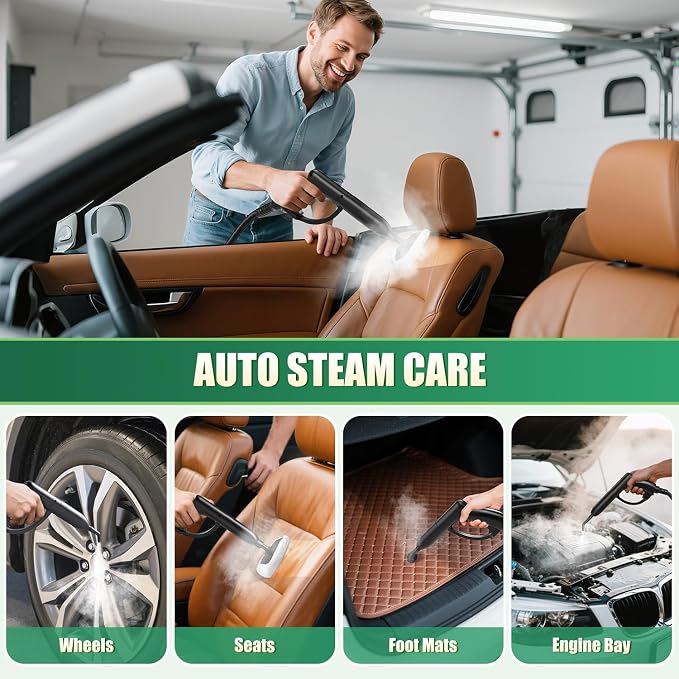 Rolipo Steam Cleaner for Home, High-Temp, 99.9% Stain Removal, Full Kit | Pressure: 4 bar, Tank: 2L, 2000W, Chemical-Free Cleaning, Multipurpose Steamer for Floors, Cars,Tiles, Kitchen Bathroom Grout