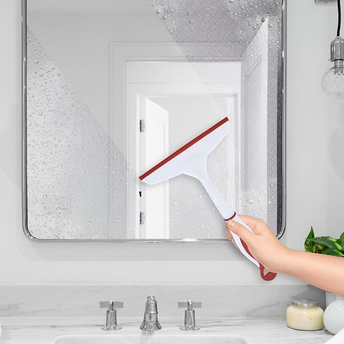 Superio Rubber Squeegee, 2 Pack, Streak Free All Purpose Window Squeegee, Comfort Grip Handle and Hanging Hook (Red, 6 Inch- 2 Pack)