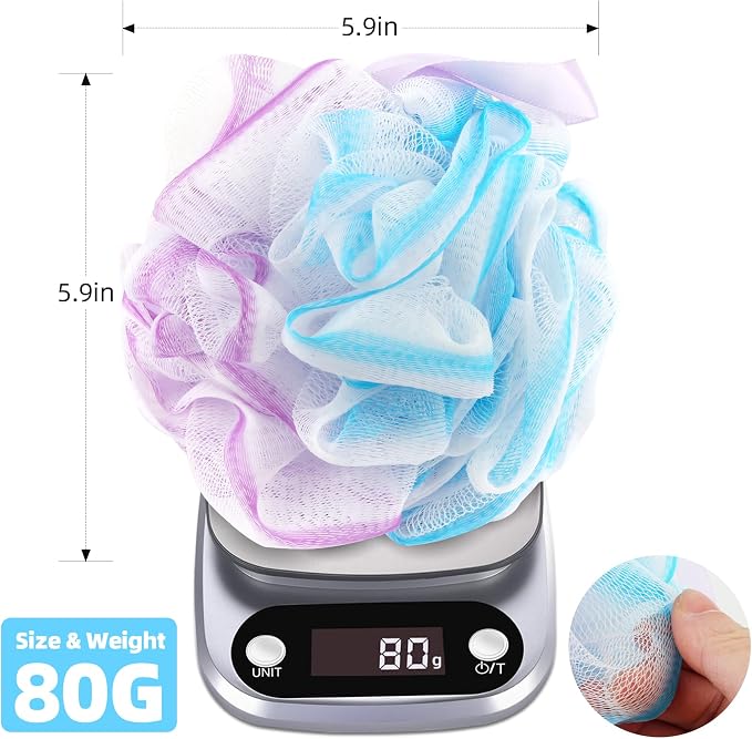Chuya Bath Loofahs Sponges 80g XL Size,4 Pack Shower Sponge Exfoliating Cleaning Bath Loofa Body Scrubber Balls for Family Washing