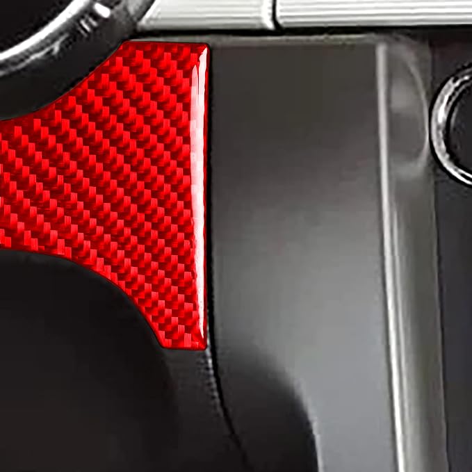 Red Real Carbon Fiber Trim for Ford Mustang Accessories | for GT Shelby 2005 2006 2007 2008 2009 Headlight Switch Panel Cover Interior Thick Overlay Decal 3PCs