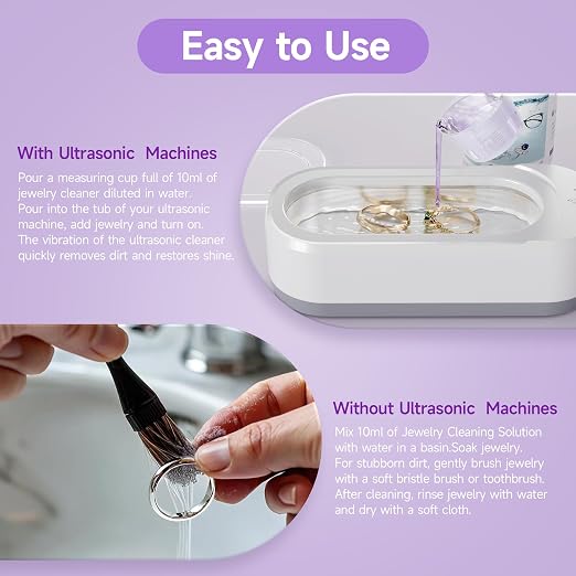 KUNPHY Upgraded Jewelry Cleaner, New Formula for All Ultrasonic Cleaners | 8.5 oz(250 ml), Enhanced Cleaning Effect, Multi-Purpose for Silver, Gold, Rings Diamond and Eyeglass