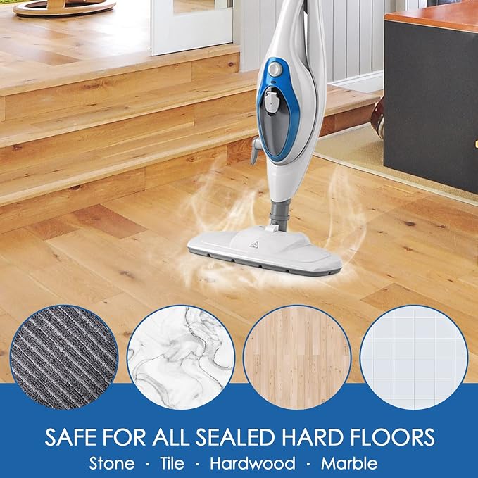 Steam Mop Pads for PurSteam ThermaPro 211/10-in-1, 5 Velcro Tabs, 6 Pack | WASHABLE & REUSABLE: Absorbent microfiber pads dry quickly and clean sealed hardwood, tile, ceramic, laminate and marble.