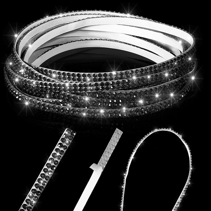 Kingdder 16.4 ft Bling Car Trim Self Adhesive Bling Car Accessories for Women Rhinestone Strip Glitter Diamond Sticker DIY Line Molding Dashboard Decal Shiny Auto Stuff for Interior Exterior Decor