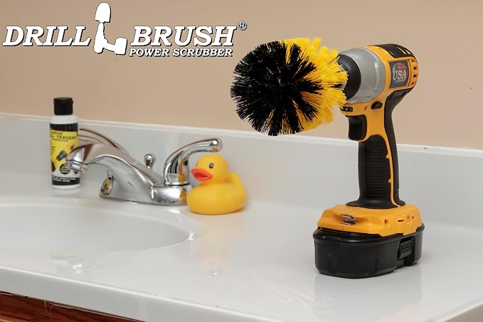 Bath Mat - Bathtub - Sink - Toilet - Bidet - Flooring - Grout Cleaner | Drill Brush - The Original Drillbrush Power Scrubber - Bathroom Accessories - Shower Cleaner - Scrub Brush - Shower Curtain