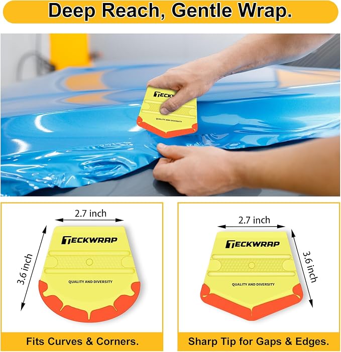 TECKWRAP Felt Squeegee for Vinyl Car Wrap Window Tint - 4PCS, Soft Yellow | Felt Edge Vinyl Squeegee, Scratch-Free Tool for PPF, Decal, Inkjet Sticker Paper & Wallpaper DIY Projects